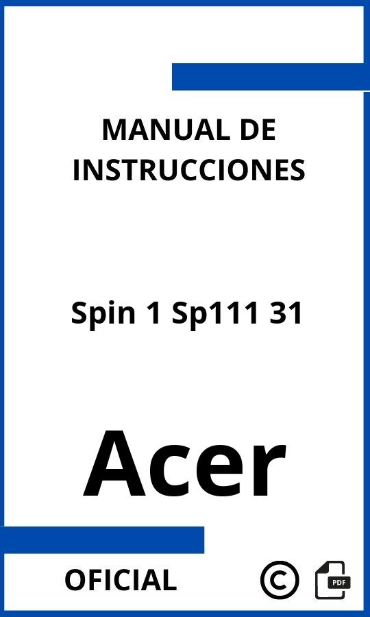 Acer Spin 1 Sp111 31 Instrucciones