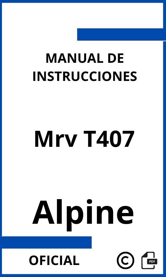 Instrucciones de Alpine Mrv T407