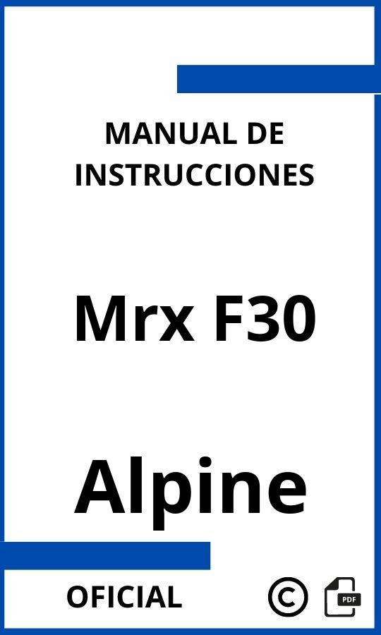 Manual de Instrucciones Alpine Mrx F30 